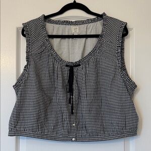 GAP Doen Navy and White Gingham Top